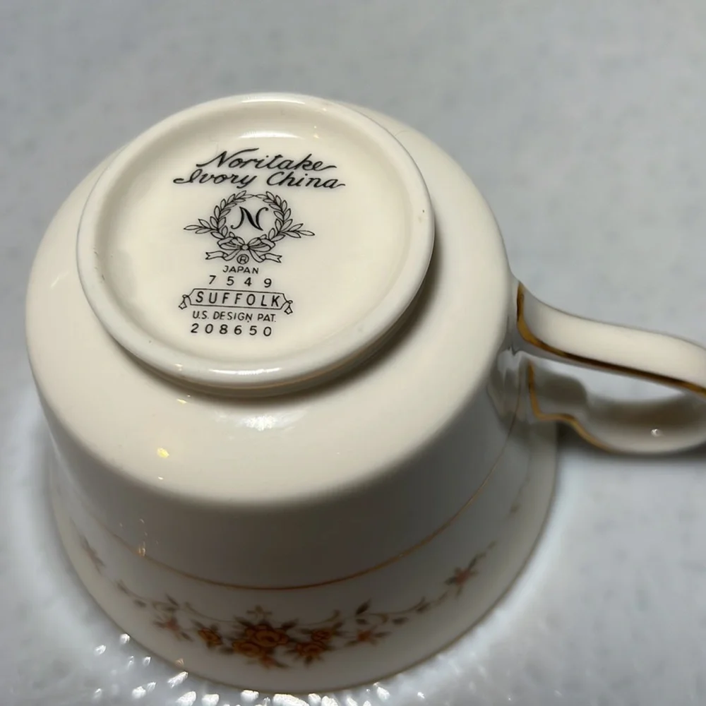 Vintage Noritake Ivory China Suffolk Coffee/Tea Cups Japan Set 5 - Picture 7 of 8